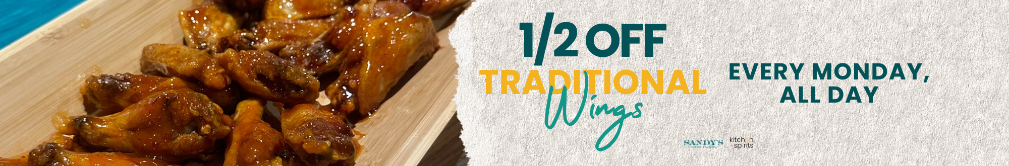 1/2 Off Traditional Wings
